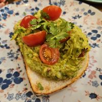 Smashed avocado and tomatoes on toast at STN - Comptoir Libanais in Stansted