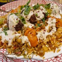 Falafel rice bowl at STN - Comptoir Libanais in Stansted