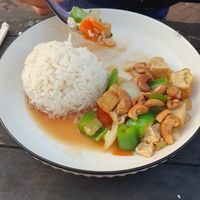 Tofu with nuts at Tib Khao in Luang Prabang