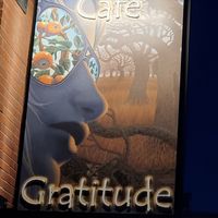 Dusk at Cafe Gratitude at Cafe Gratitude in Venice