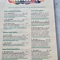 Menu at Cafe Gratitude in Venice