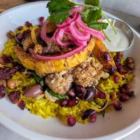 I am mindful. Mediterranean protein bowl at Cafe Gratitude in Venice
