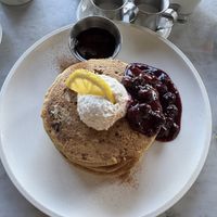 Blueberry pancakes  at Cafe Gratitude in Venice