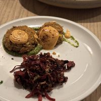 Crab cakes were amaaazing  at Cafe Gratitude in Venice