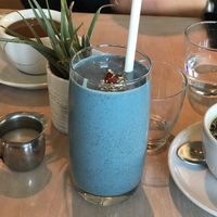 Spirulina Smoothie  at Cafe Gratitude in Venice