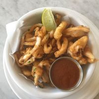 Omg the coconut calamari... best texture and so yummy.  at Cafe Gratitude in Venice