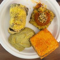 Hummus, lasagna, eggplant parmigiana   at Artisti del Vegetariano - Corso Magenta in Milan