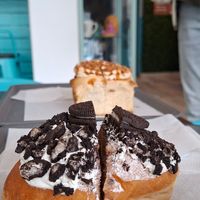 The big dandy and cinnamon roll at Cloud Doughnuts in Fatima