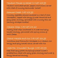 Lunch menu at Chai Village in Manchester