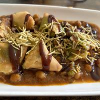 Samosa chat  at Chai Village in Manchester