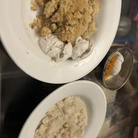 Apple crumble and ice cream, rice pudding   at Cape To Cairo in Shildon