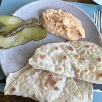 Homemade hummus and bread (swapped the tomato and crackers)   at Blaeberry House in Inverness