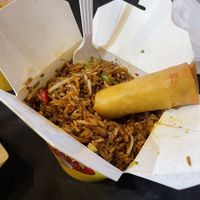 Veggie Fried Rice (vegan when you omit the eggs) and spring rolls  at Lefty's Fried Rice in St Louis
