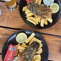 vegan fish and chips  at Oscar Wilde's in Freiburg