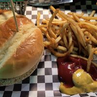 Vegan Chicken Parmesean with Cajun Fries at Sebastian's Ale and Whiskey House in Lombard