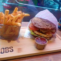 Plain fries, plant based burger, ketchup is the only definitely vegan combination. at BOBS in Copenhagen