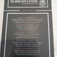 Menu at The Grind in Spennymoor