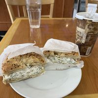 Tofu bagell  at Big John's Coffee Shop & Grill in Brooklyn