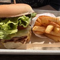 Fire Chzburger and side of fries (not that spicy)   at Next Level Veggie Grill – Ballard in Seattle