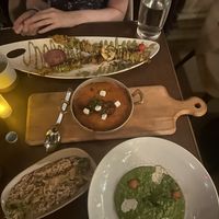  Grilled Chick’n Shish Kabob, Tomato Moussaka, Mujadara, Arak Cured “Salmon” Risotto at Anixi in New York City