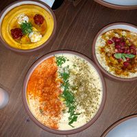 3 mezze (all delicious): squash, chickpea, and egglant at Anixi in New York City