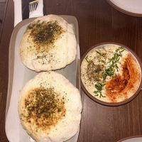 Hummus and fresh pita   at Anixi in New York City
