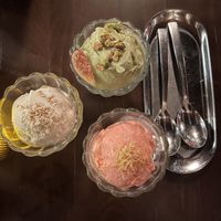 The tahini ice cream was the best thing all night   at Anixi in New York City