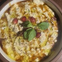 Fire roasted eggplant mezze  at Anixi in New York City