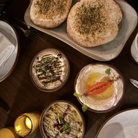 Trio of dips with Za‘atar pita  at Anixi in New York City