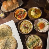 Five dips and two breads  at Anixi in New York City