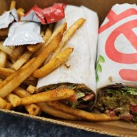 Falafel wrap with a side of fries at Yafa Hummus in Dublin