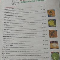 Vegetarian menu with some vegan options at Bawarchi in Sao Paulo