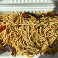 Spicy noodles   at Nidulari - Fort Frederik Beach in St Croix