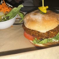Garden Burger and side salad   at Proper Brewing & Burger Co in Moab