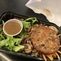 Vegan patty with salad  at LAX - Built Custom Burgers - T2 in Los Angeles
