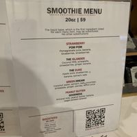 smoothie menu  at West Wall in Seattle