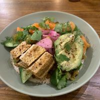 rice bowl with tofu and avo  at West Wall in Seattle