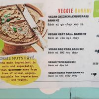 Vegan menu at Rossie Banhmi in Hawthorn