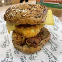 Vegan bagel with sausage mushrooms and hash brown   at The Forest Centre & Millennium Country Park in Bedford