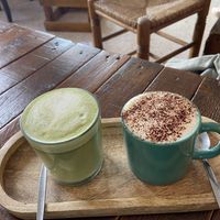 Matcha and cappuccino   at La Casita Jardín in Altea