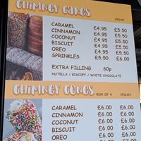 Menu (March 2023) at Chimney Cakes Lady in North West London