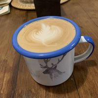 Decaf oat milk cappuccino   at British Patagonia in North London