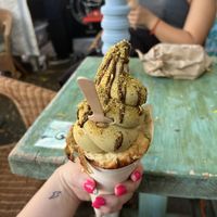 Pistachio croissant ice cream  at British Patagonia in North London