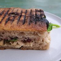 Vegan chicken and brie foccacia #Veganuary at British Patagonia in North London