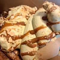 Ferrero rocher pastry and pistachio ice cream #Veganuary at British Patagonia in North London