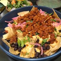 Nachos were definitely the best dish! Used a house made cashew cheese  at Plantasia Eatery in Flagstaff