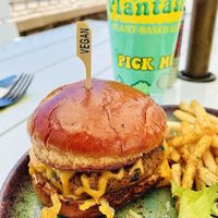 House made Veggie burger. Delicious✨  at Plantasia Eatery in Flagstaff