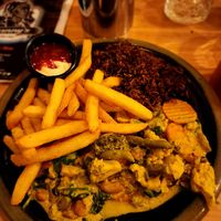 Vegan Curry w/Chips & Rice at Nanny's Eatery in Auckland
