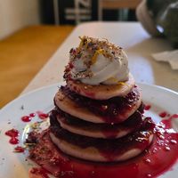 Pink pancakes at Blumental in Berlin