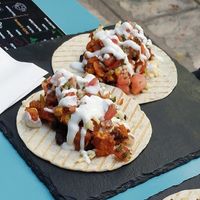 vegetarian with chili veggie (vegan without the sour cream) at Taco Mazama in Thessaloniki